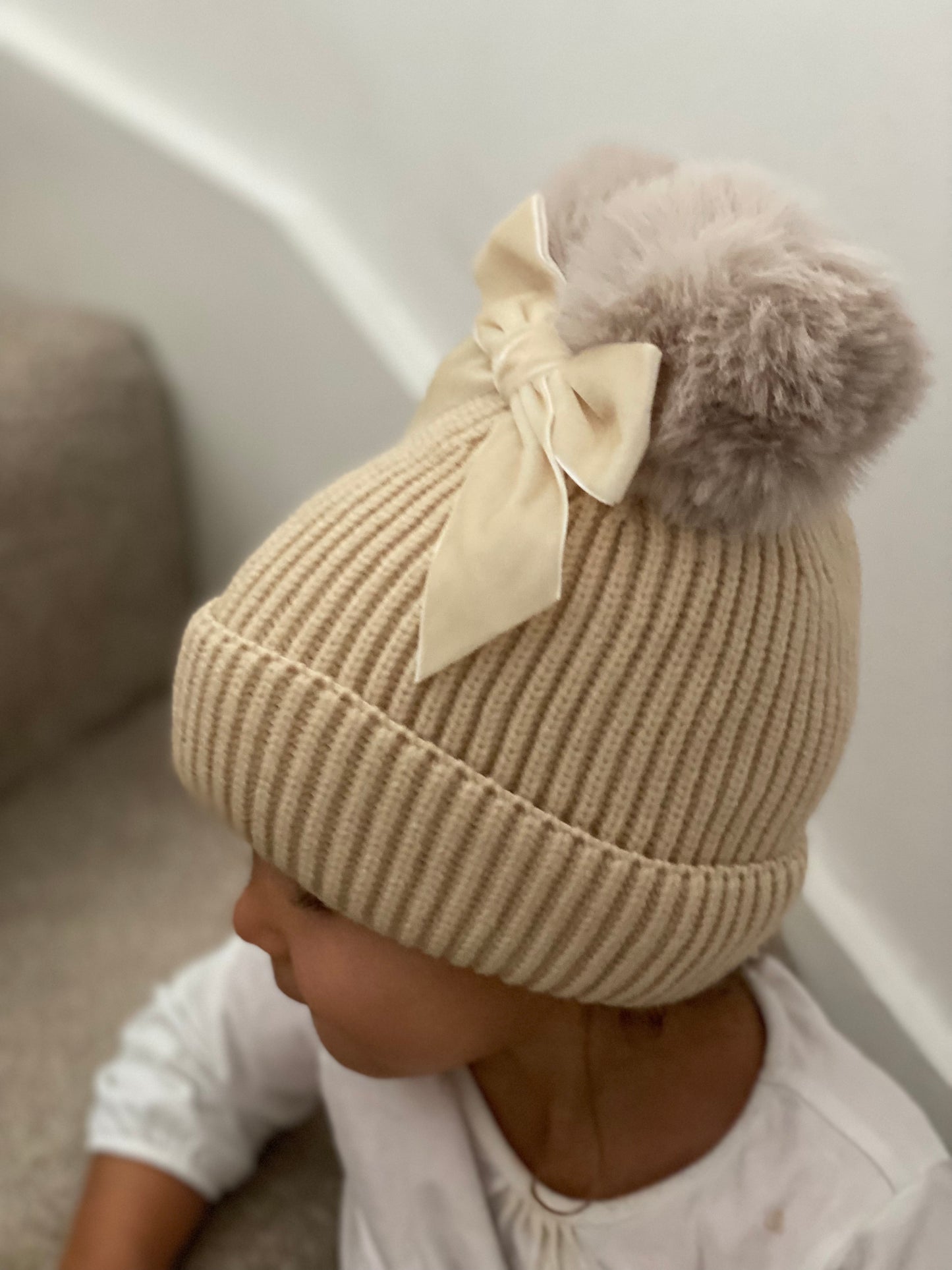 Pom Pom Beanie - Biscuit