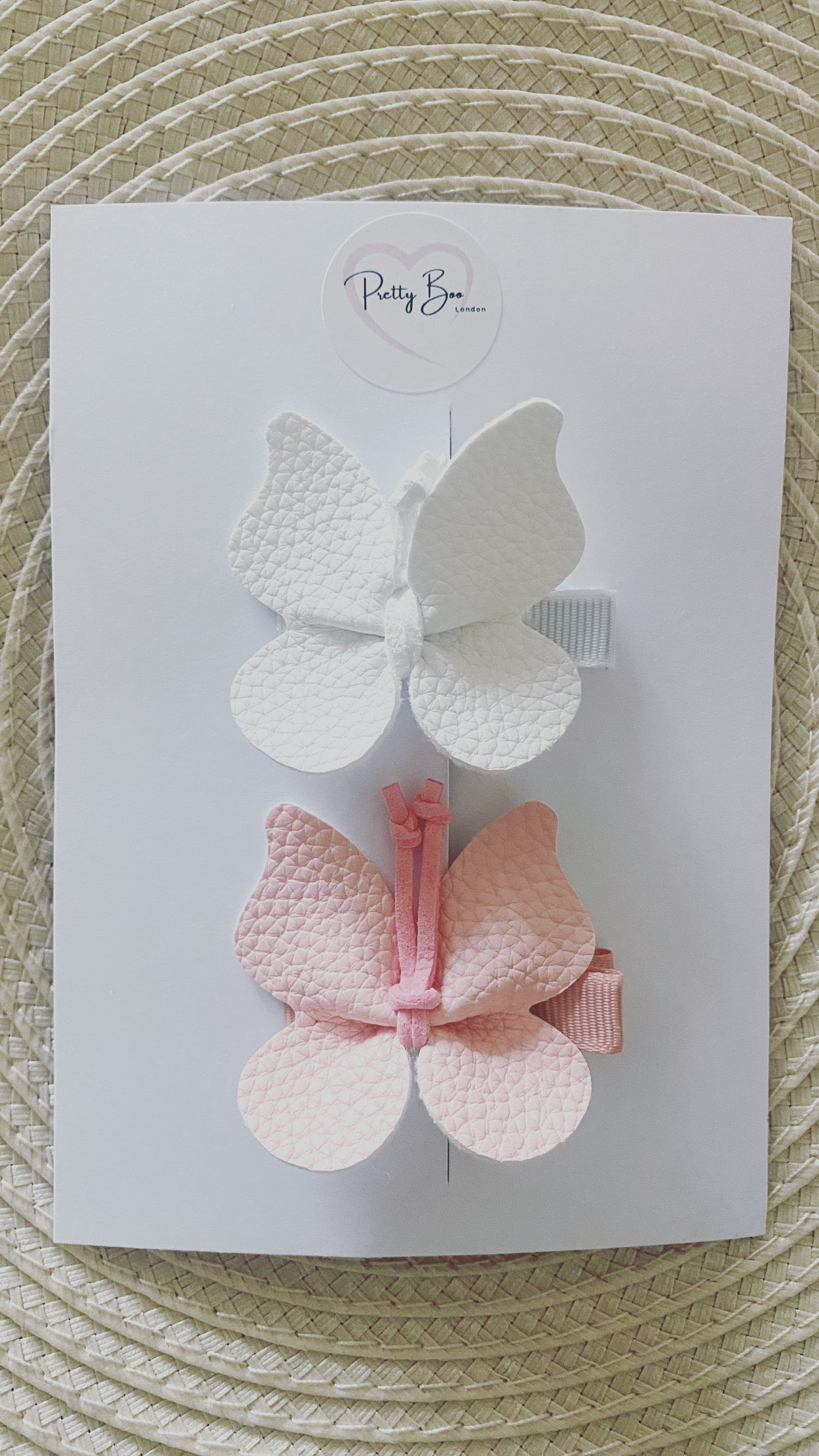 Butterfly Clips - Pink & White