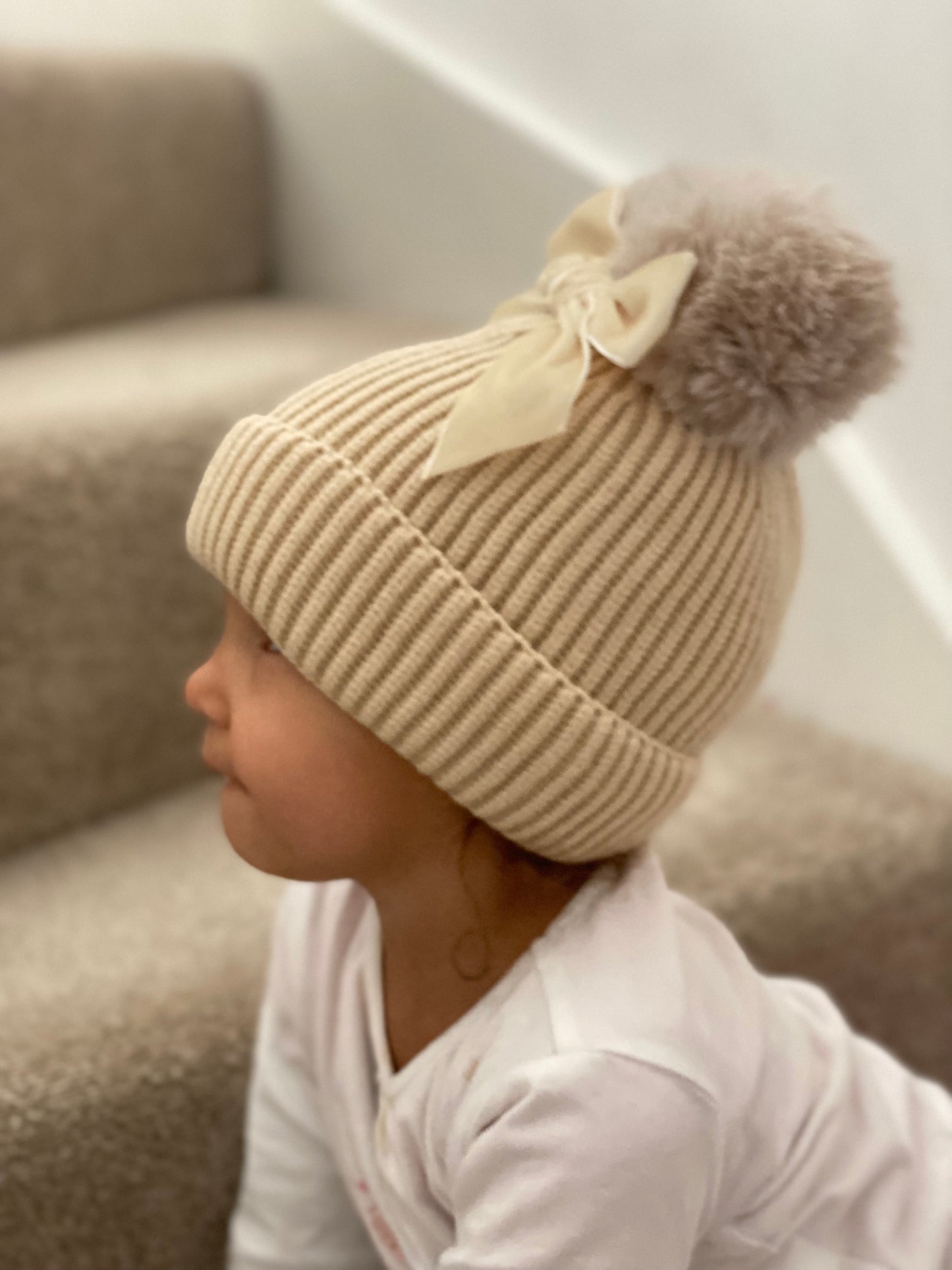 Pom Pom Beanie - Biscuit