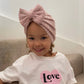 Knitted Bow Turban - Dusty Pink