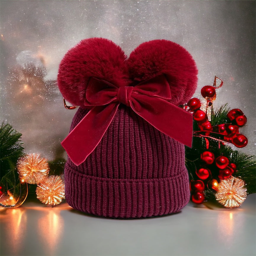 Pom Pom Beanie - Ruby