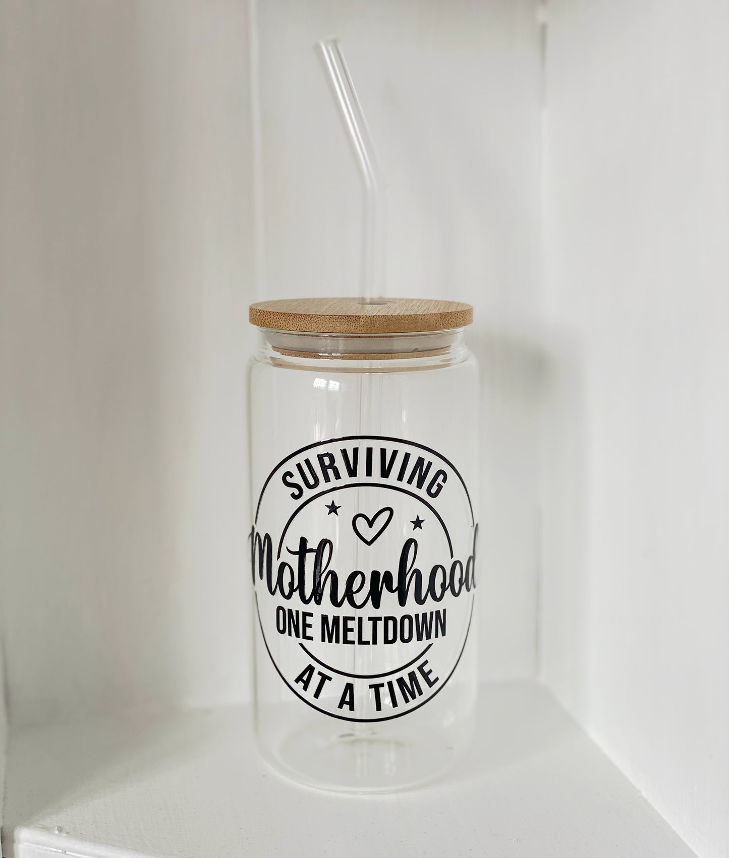 ‘Surviving motherhood’ Glass Cup