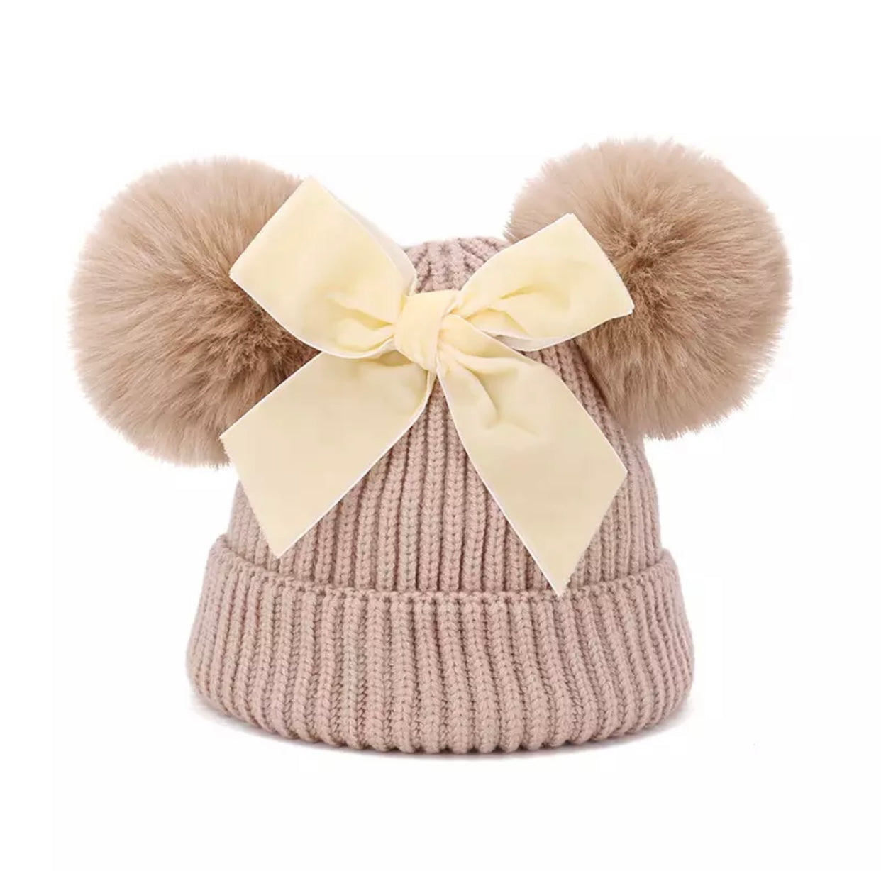 Pom Pom Beanie - Biscuit