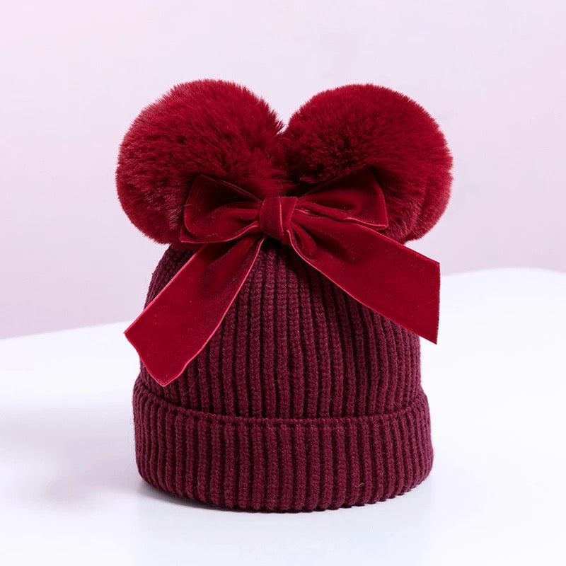 Pom Pom Beanie - Ruby